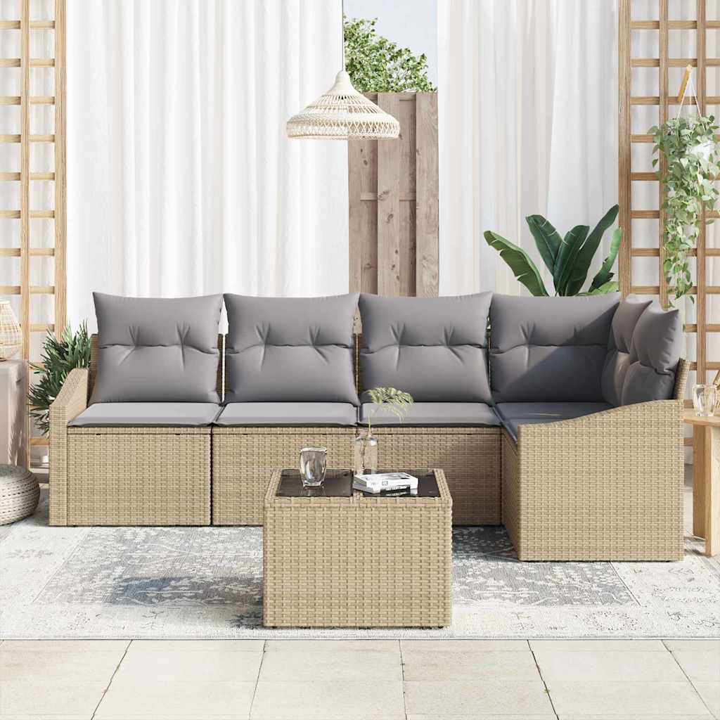 Garten Essgruppe mit Kissen 6 pcs Beige und Hellgrau